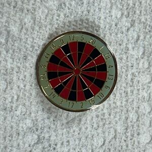 Vintage Classic Red Black Dartboard Game Lapel Pin Brooch Sports Games Darts Bar